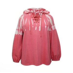 NWT Lane Bryant LIVI Tie Dye Hoodie Sweatshirt French Terry Pink Plus Size 22/24